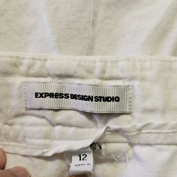 Express Linen Roll hem shorts White Size 12 - Picture 7 of 9